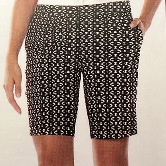 Mario Serrani Italy Tummy Control Comfort Stretch Shorts Black White Size 10 NWT - Picture 1 of 8